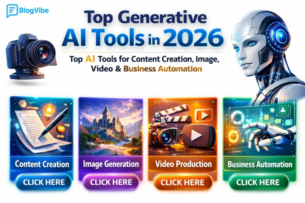 Top Generative AI Tools in 2026: Top AI Tools for Content Creation, Image, Video & Business Automation