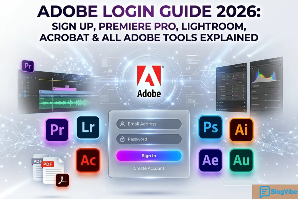 Adobe Login Guide 2026: Sign Up, Premiere Pro, Lightroom, Acrobat & All Adobe Tools Explained