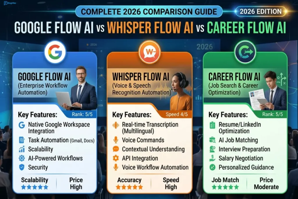 Google Flow AI vs Whisper Flow AI vs Career Flow AI: Complete 2026 Comparison Guide